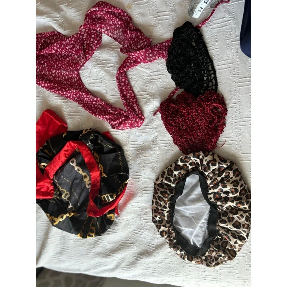 Set‎ Of 5 Hair Bonnets & Bands With Various Prints